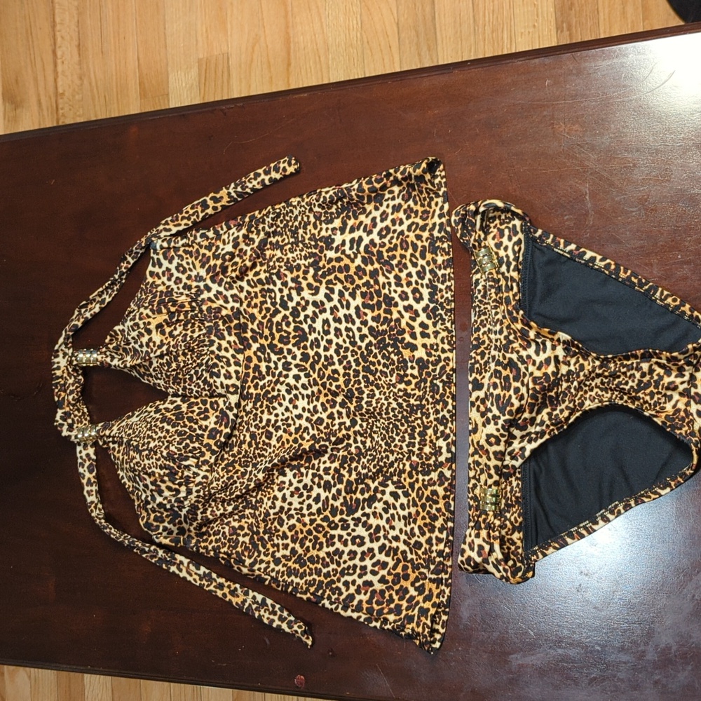 Mossimo Leopard Tankini Top S Bottom XS